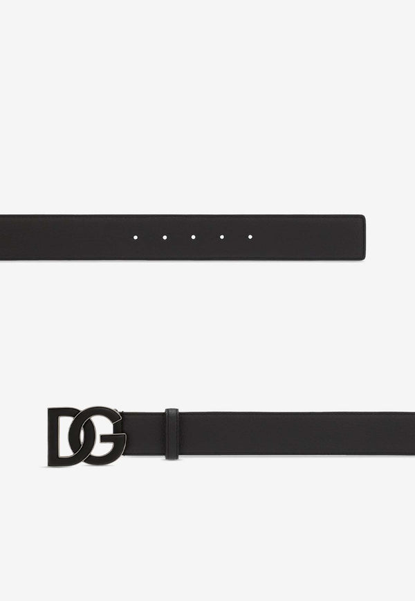 Dolce 
Gabbana DG Logo Calf Leather Belt Black BC4675 AT489 80999