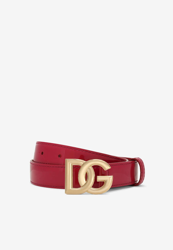 Dolce 
Gabbana DG Logo Patent Leather Belt Fuchsia BE1447 A1471 8I484