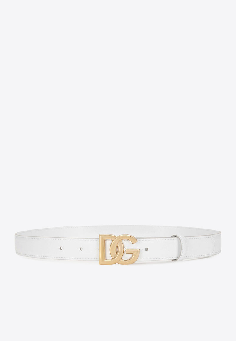 Dolce 
Gabbana DG Logo Calfskin Belt White BE1447 AW576 80002