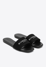 Givenchy Logo Print Canvas Flat Sandals Black BE306FE1PU/Q_GIV-001