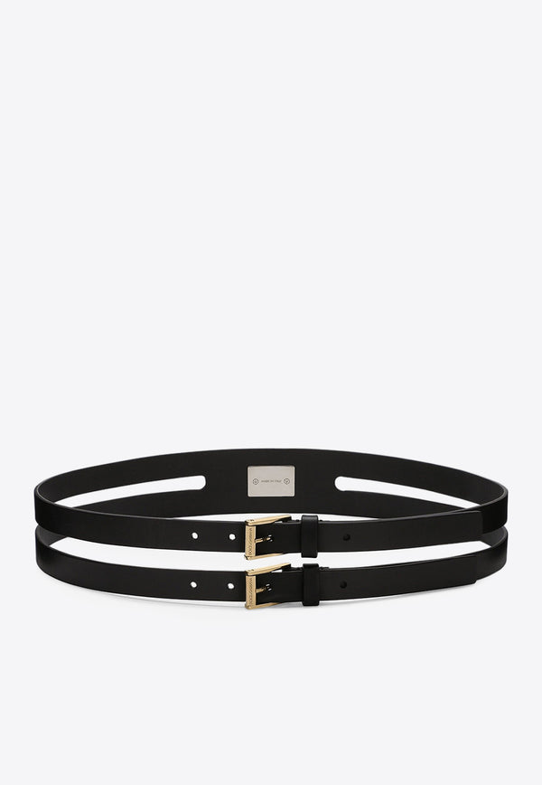 Dolce 
Gabbana Logo Tag Double Leather Belt Belts Color