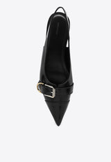 Givenchy Voyou Calf Leather Slingback Flats Black BE500SE28Z/P_GIV-001