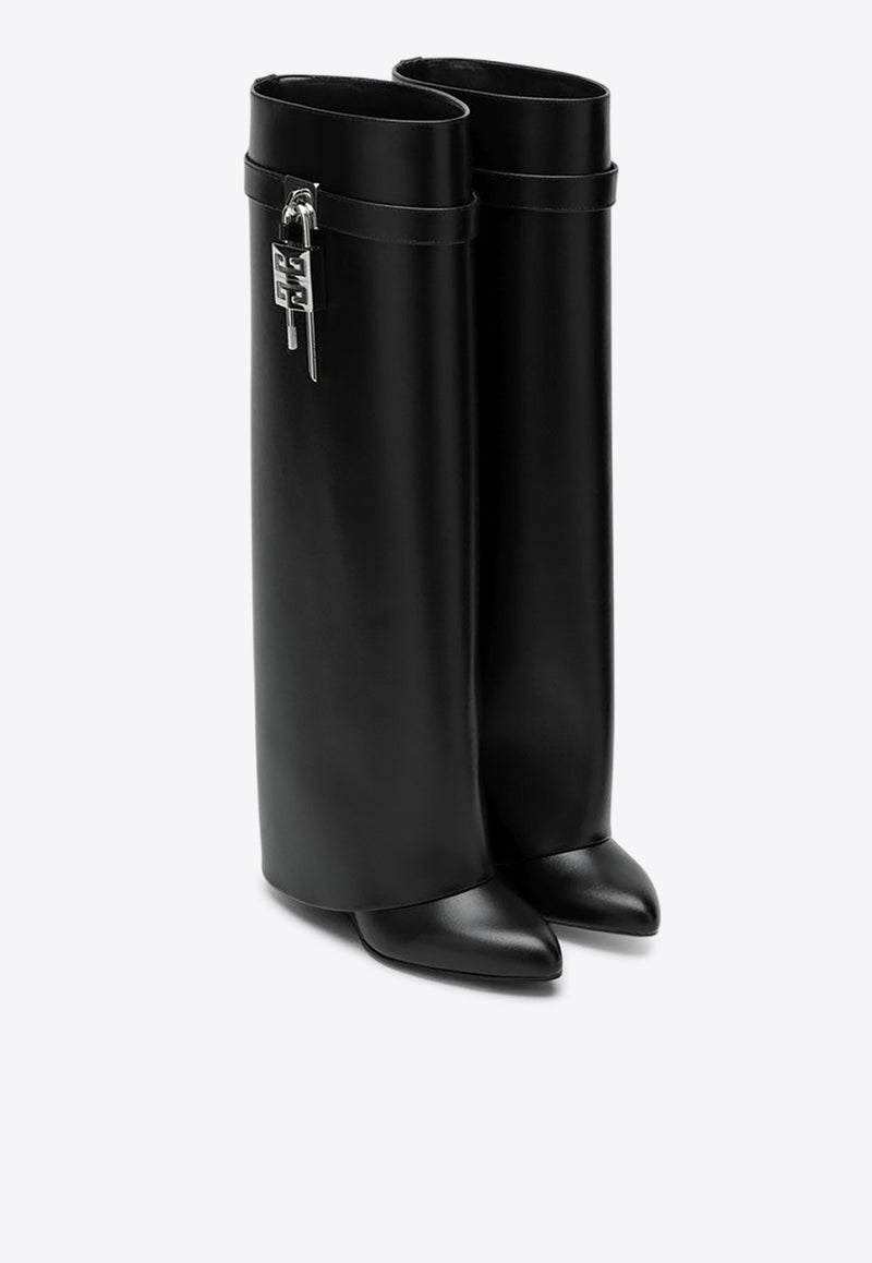 Givenchy Shark Lock Calf Leather Knee-High Boots Black BE702NE1NG/Q_GIV-001