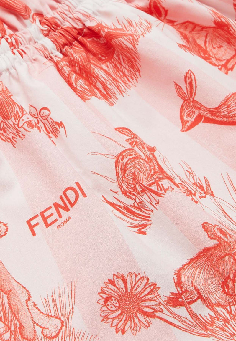 Fendi Kids Baby Girls Forest Pequin Print Skirt Red BFE039ARSJ F0XDCRED