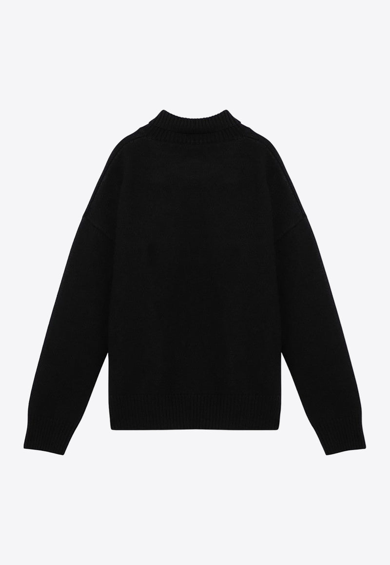 AMI PARIS Ami De Coeur High-Neck Sweater Black BFUKS402018/P_AMI-009