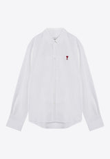 AMI PARIS Ami De Coeur Long-Sleeved Shirt  White BFUSH063UCO0031/P_AMI-168