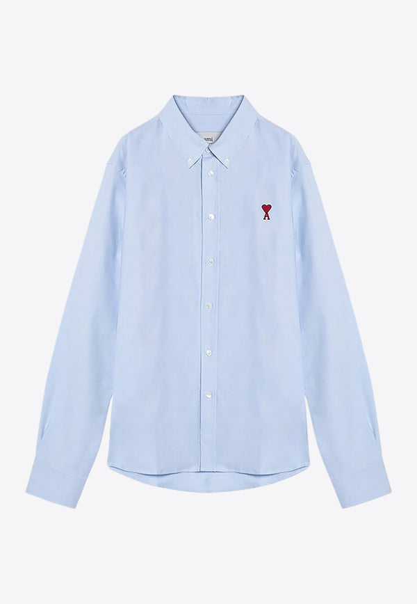 AMI PARIS Ami De Coeur Long-Sleeved Shirt  Light Blue BFUSH063UCO0031/P_AMI-450