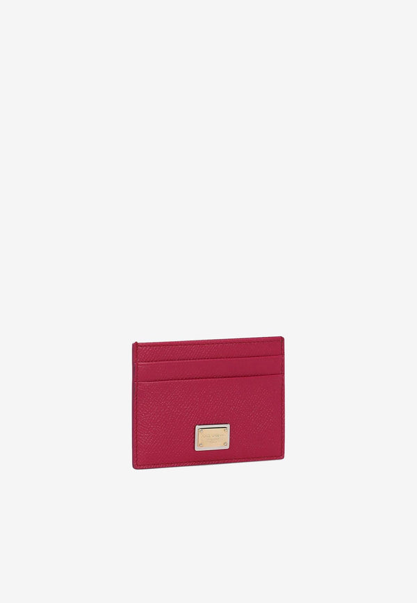 Dolce 
Gabbana Logo Plate Cardholder in Dauphine Leather Fuchsia BI0330 A1001 8I484