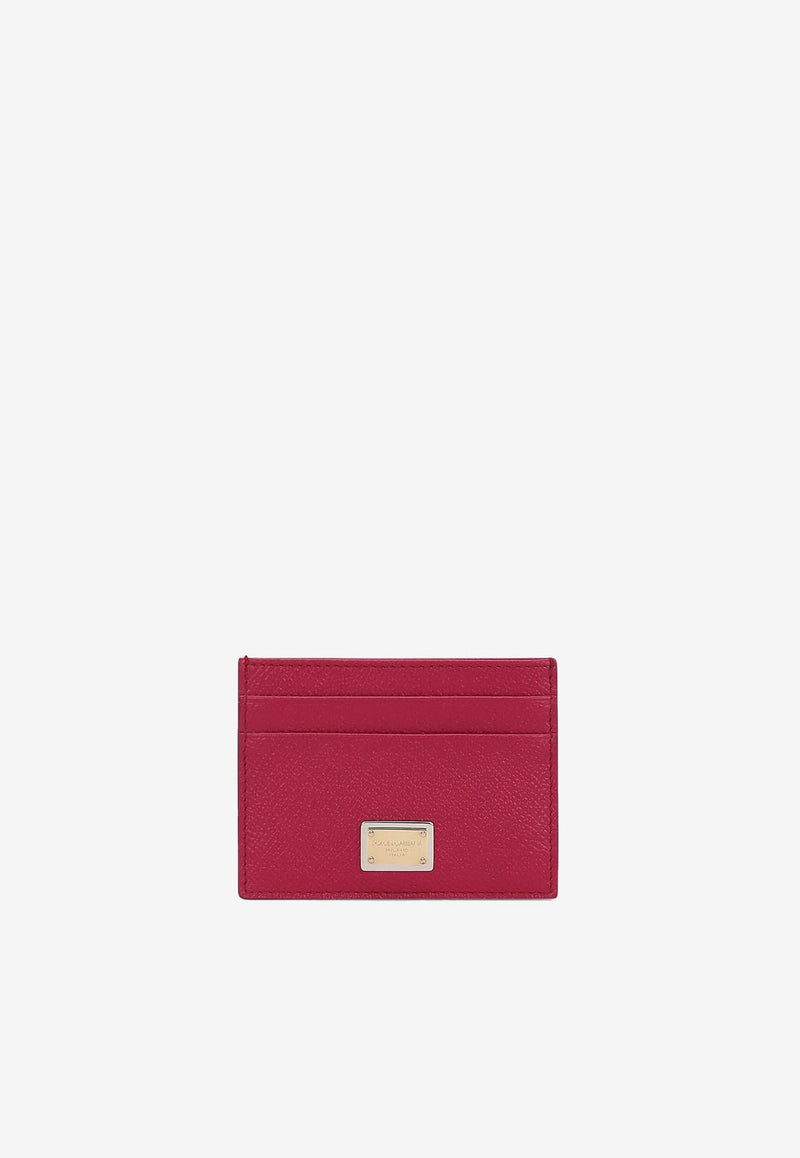 Dolce 
Gabbana Logo Plate Cardholder in Dauphine Leather Fuchsia BI0330 A1001 8I484