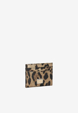 Dolce 
Gabbana Logo Plate Leopard Print Cardholder Brown BI0330 AM568 HA93M