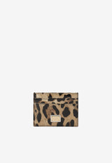 Dolce 
Gabbana Logo Plate Leopard Print Cardholder Brown BI0330 AM568 HA93M