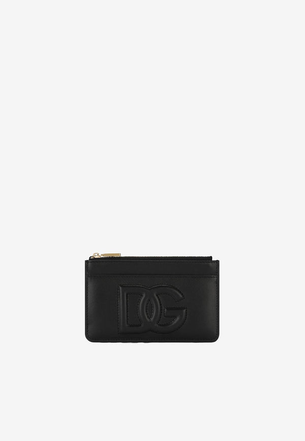 Dolce 
Gabbana Medium DG Logo Zip Cardholder in Calf Leather Black BI1261 AG081 80999