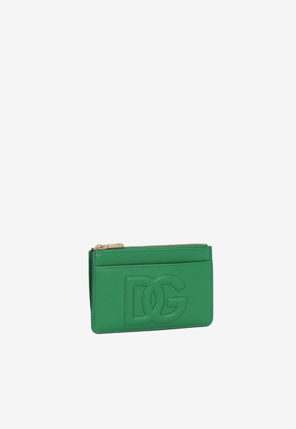 Dolce 
Gabbana Medium DG Logo Zip Cardholder in Calf Leather Green BI1261 AG081 87192