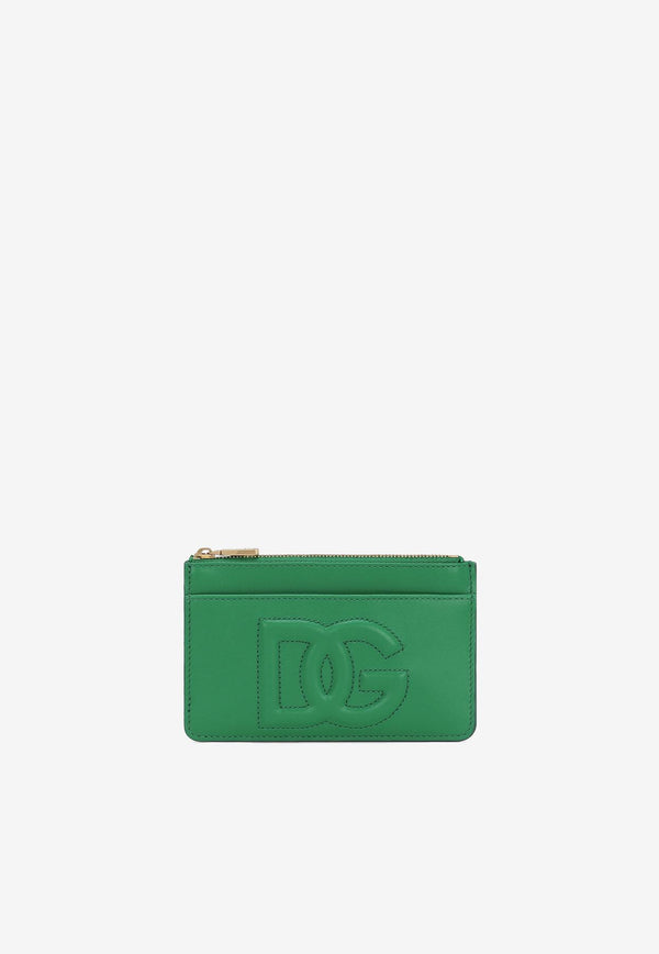 Dolce 
Gabbana Medium DG Logo Zip Cardholder in Calf Leather Green BI1261 AG081 87192