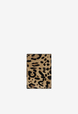 Dolce 
Gabbana Leopard Print Passport Holder with Logo Plate Brown BI2215 AM568 HA93M