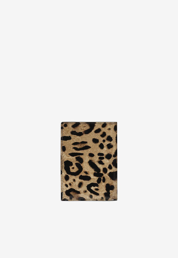 Dolce 
Gabbana Leopard Print Passport Holder with Logo Plate Brown BI2215 AM568 HA93M