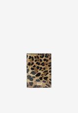 Dolce 
Gabbana Leopard Print Passport Holder with Logo Plate Brown BI2215 AM568 HA93M