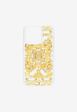 Dolce 
Gabbana iPhone 15 Pro Majolica Print Cover BI3312 AT880 HG3OB Yellow