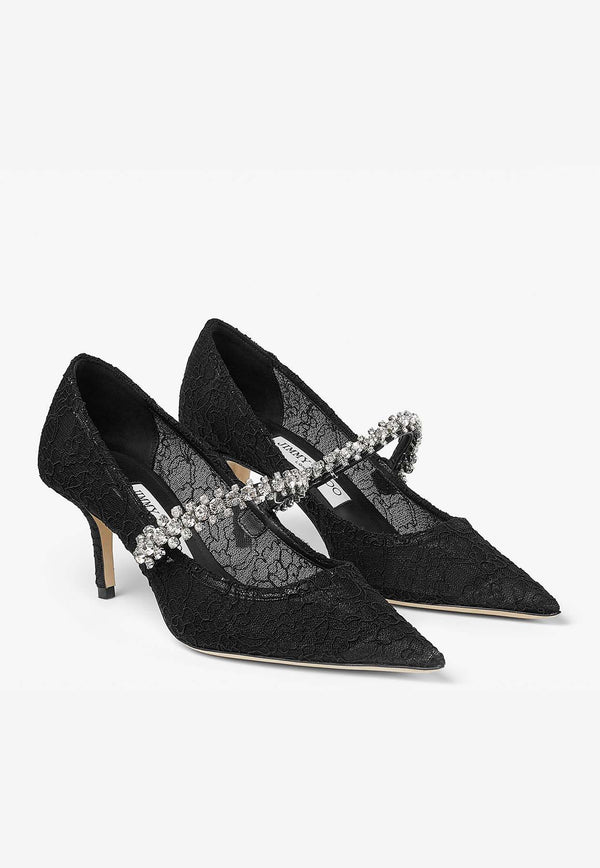 Jimmy Choo Bing 65 Crystal-Embellished Lace Pumps BING PUMP 65 LAC BLACK