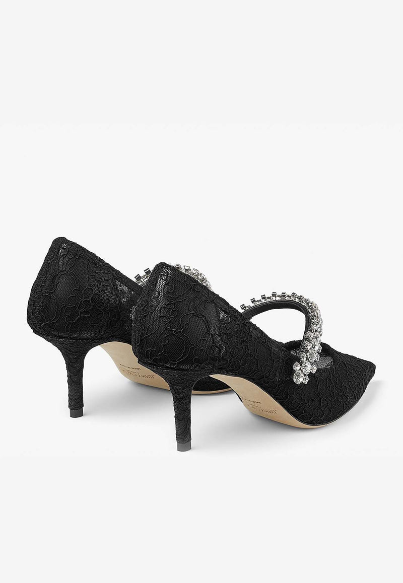 Jimmy Choo Bing 65 Crystal-Embellished Lace Pumps BING PUMP 65 LAC BLACK