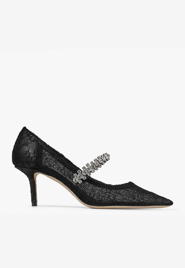 Jimmy Choo Bing 65 Crystal-Embellished Lace Pumps BING PUMP 65 LAC BLACK