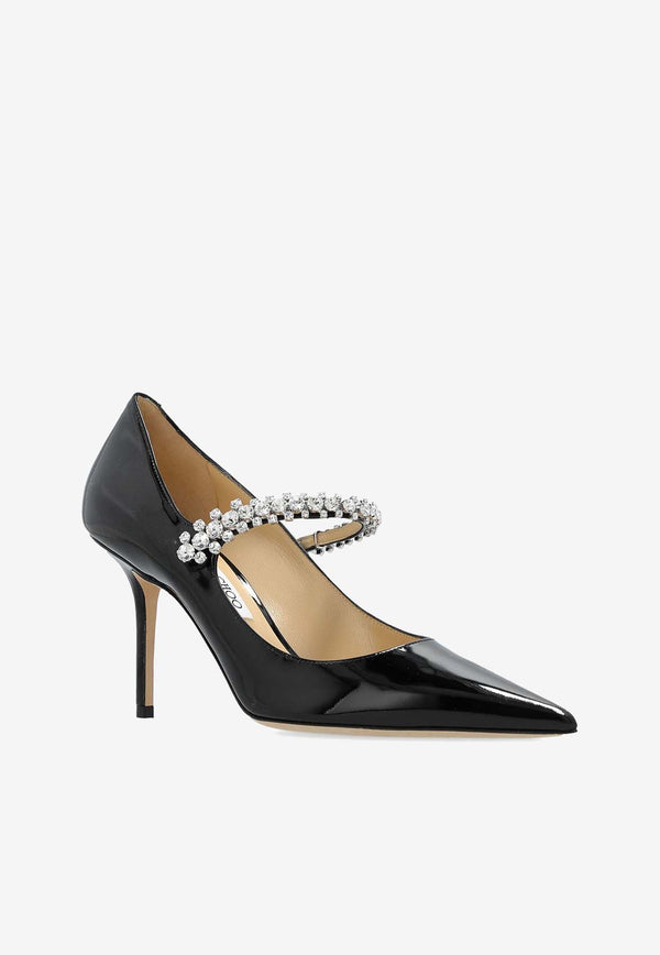 Jimmy Choo Bing 85 Crystal-Embellished Pumps in Patent Leather BING PUMP 85 PAT BLACK