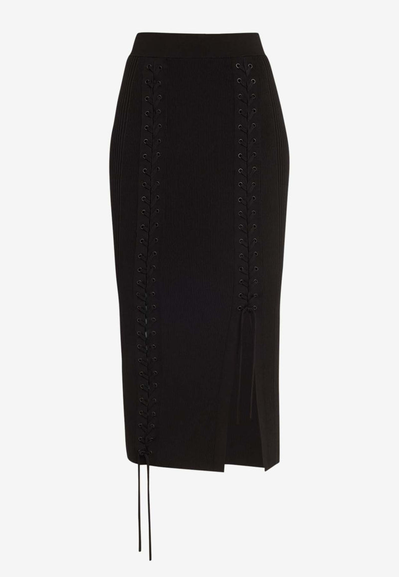 Simkhai Helix Lace-Up Midi Skirt Black