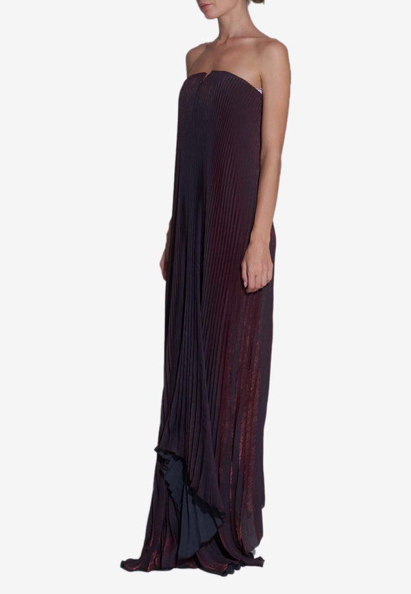 L
IDEE Strapless Plisse Gown Maroon BLACKTIE GOWN - MERLOT SHIMMERMAROON