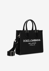 Dolce 
Gabbana Small Rubberized Logo Top Handle Bag Black BM2272 AG182 8B956