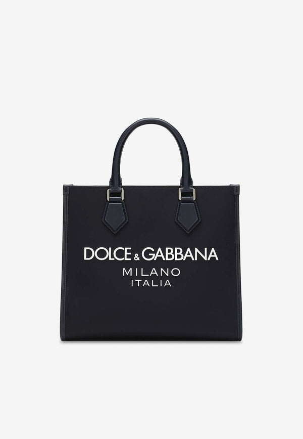 Dolce 
Gabbana Small Rubberized Logo Top Handle Bag Navy BM2272 AG182 8C653