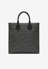 Dolce 
Gabbana Medium Coated Logo Jacquard Tote Bag Black BM2273 AJ705 8B969