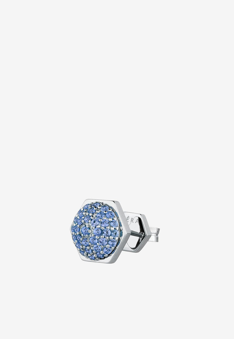 EÉRA Bolt Diamond Stud Earring in 18-karat White Gold Blue BOERFP08U1