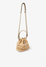 Jimmy Choo Small Bon Bon Bucket Bag in Beaded Raffia BON BON BUCKET/SRIC NATURAL/LIGHT GOLD