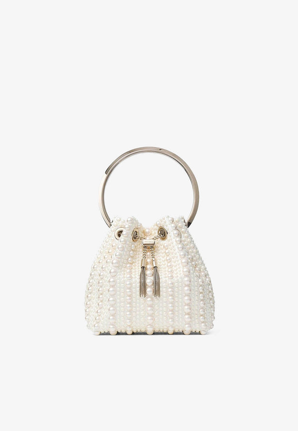 Jimmy Choo Bon Bon Pearl-Embellished Top Handle Bag BON BON FSI IVORY