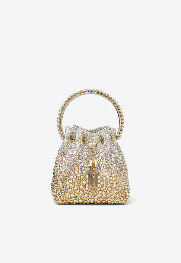 Jimmy Choo Bon Bon Crystal-Embellished Top Handle Bag BON BON XDR GOLD/SILVER