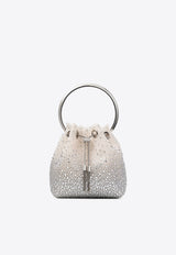 Jimmy Choo Bon Bon Crystal Mesh Bucket Bag White BON BON VUQ WHITE/CRYSTAL