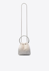 Jimmy Choo Bon Bon Crystal Mesh Bucket Bag White BON BON VUQ WHITE/CRYSTAL