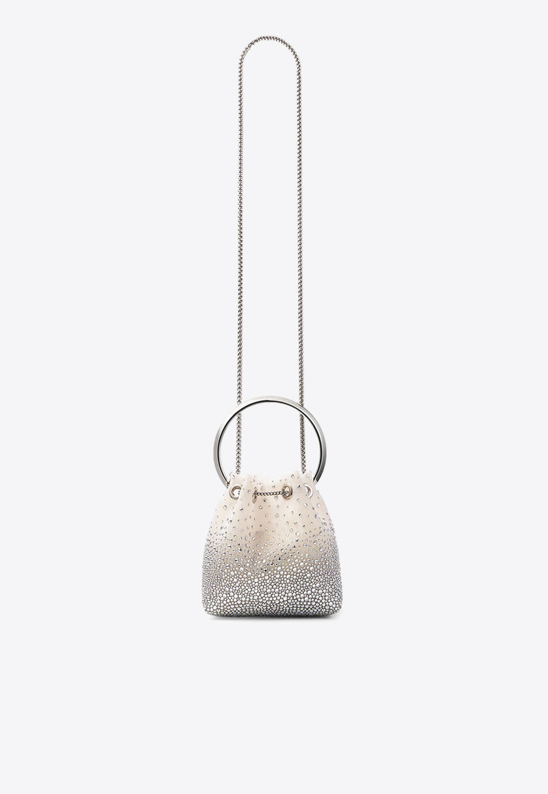 Jimmy Choo Bon Bon Crystal Mesh Bucket Bag White BON BON VUQ WHITE/CRYSTAL