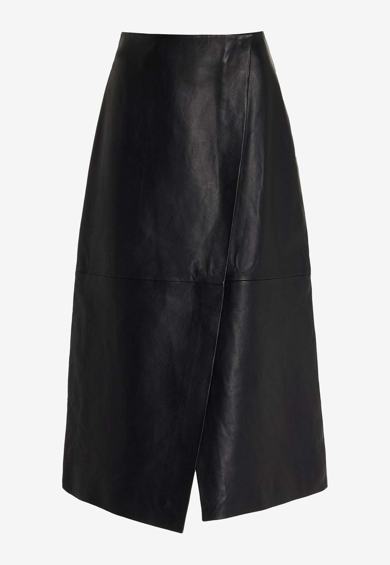 The Frankie Shop Hedi Leather Midi Skirt Black BSKHEDILE01000BLACK