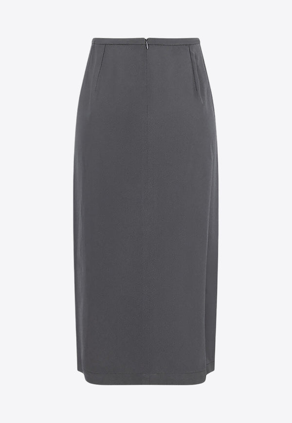 The Frankie Shop Judy Twill Midi Skirt Khaki BSKJUDYMI04470KHAKI