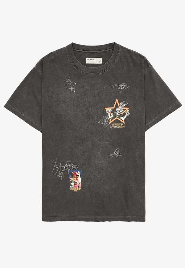 Dom Rebel Bunstar Printed Faded T-shirt Black BUNSTART-SHIRTBLACK