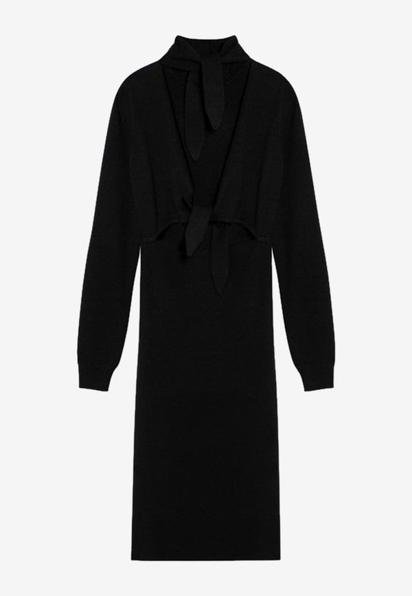 Givenchy Wool-Blend Turtleneck Midi Dress Black BW229G4ZN9/P_GIV-001