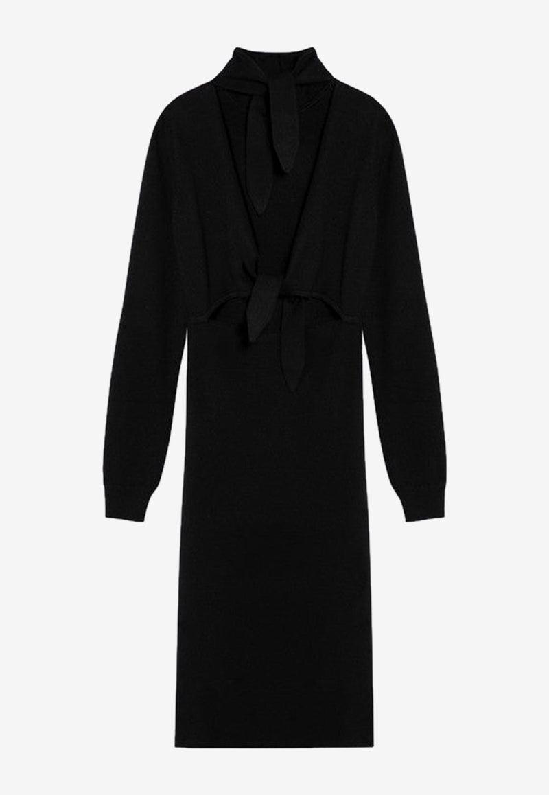 Givenchy Wool-Blend Turtleneck Midi Dress Black BW229G4ZN9/P_GIV-001