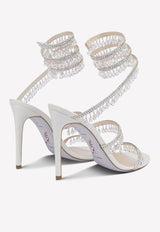 Rene Caovilla Chandelier 105 Jeweled Crystal-Embellished Sandals Ivory C10182-105-R001CYTS IVORY SATIN/CRYSTAL-TRANS