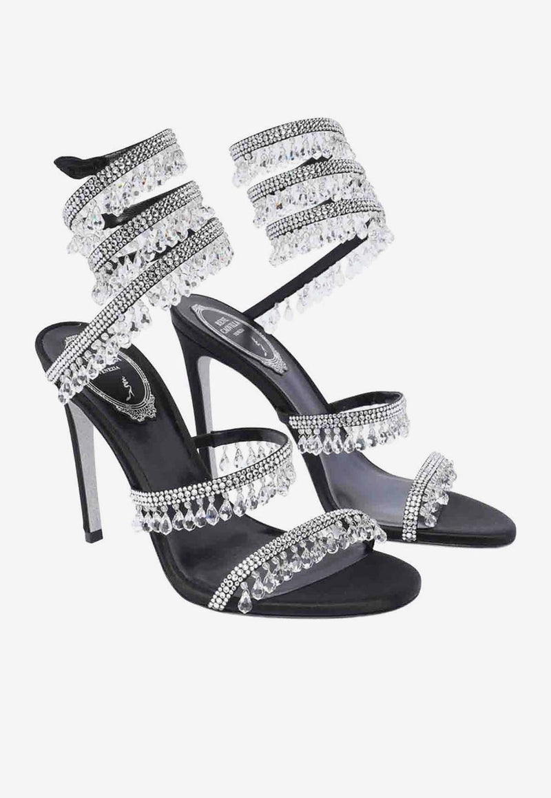 Rene Caovilla Chandelier 105 Rhinestone Embellished Sandals Black C10182-105-R001V065BLACK