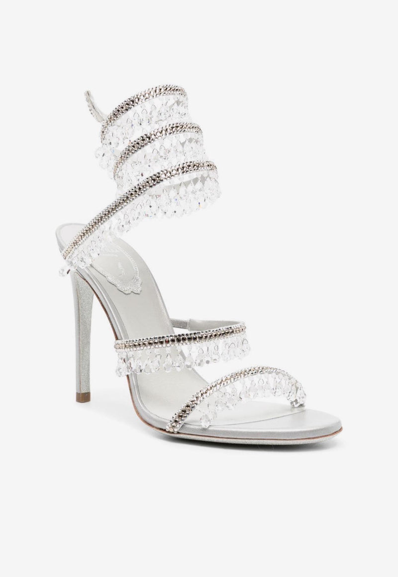 Rene Caovilla Chandelier 105 Crystal-Embellished Sandals C10182-105-R001V232 GREY SATIN/SILVER SHADE STRASS