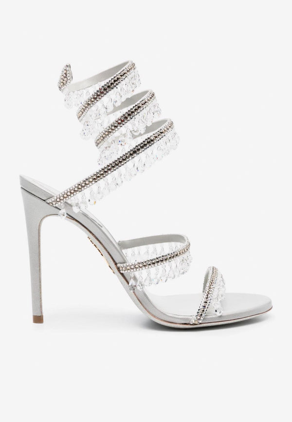 Rene Caovilla Chandelier 105 Crystal-Embellished Sandals C10182-105-R001V232 GREY SATIN/SILVER SHADE STRASS