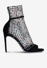 Rene Caovilla Galaxia 105 Crystal Mesh Ankle Sandals Black C10220-105-C001X100 BLCK SUD/JET- SMK TPZ STS