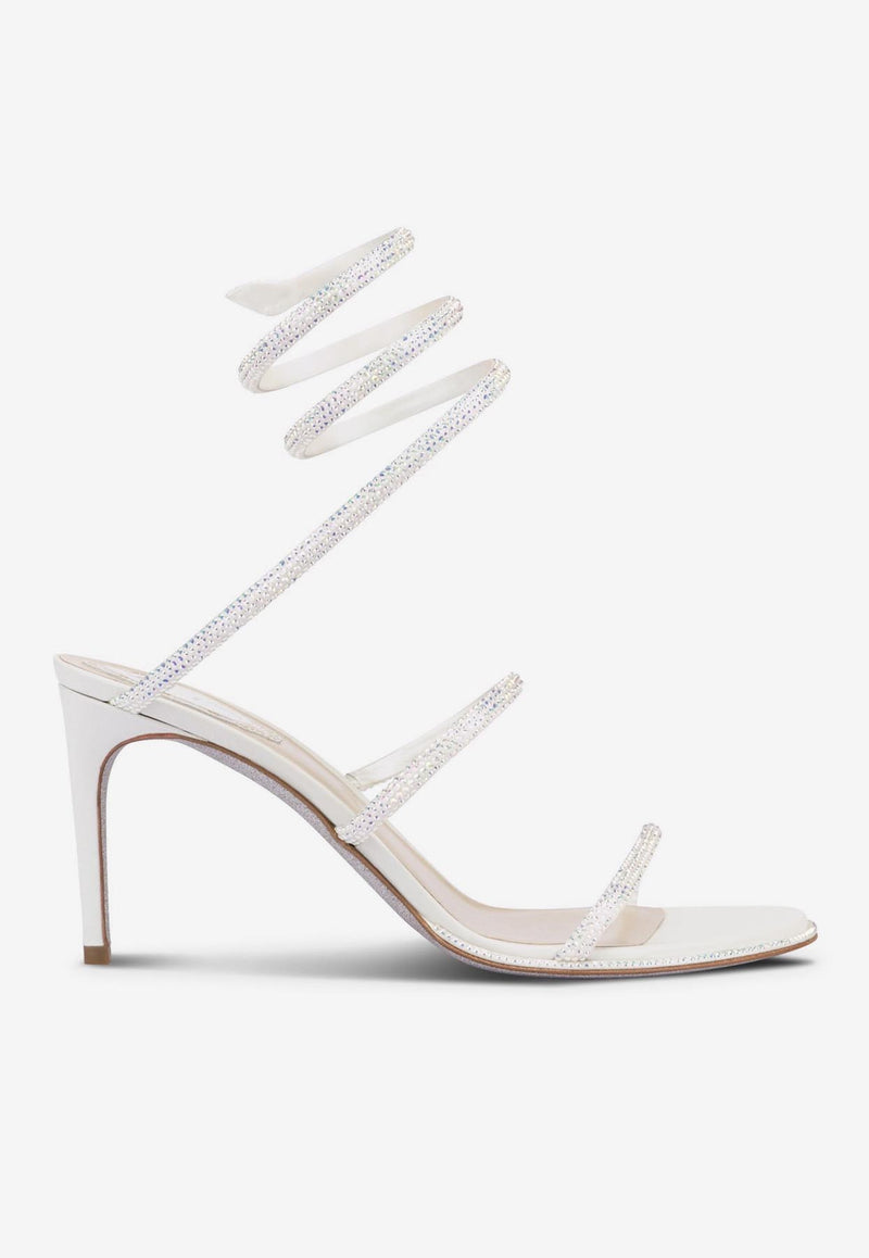 Rene Caovilla Cleo 80 Crystal-Embellished Sandals C10416-080-R001X318 IVORY SATIN/C.TRANSMISSION