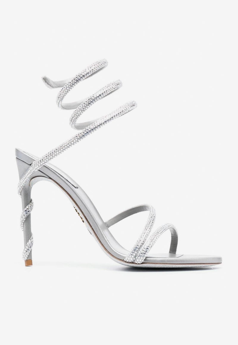 Rene Caovilla Margot 105 Crystal-Embellished Sandals Gray C11339-105-R001V232 GREY SAT/SILV SHDE STRS